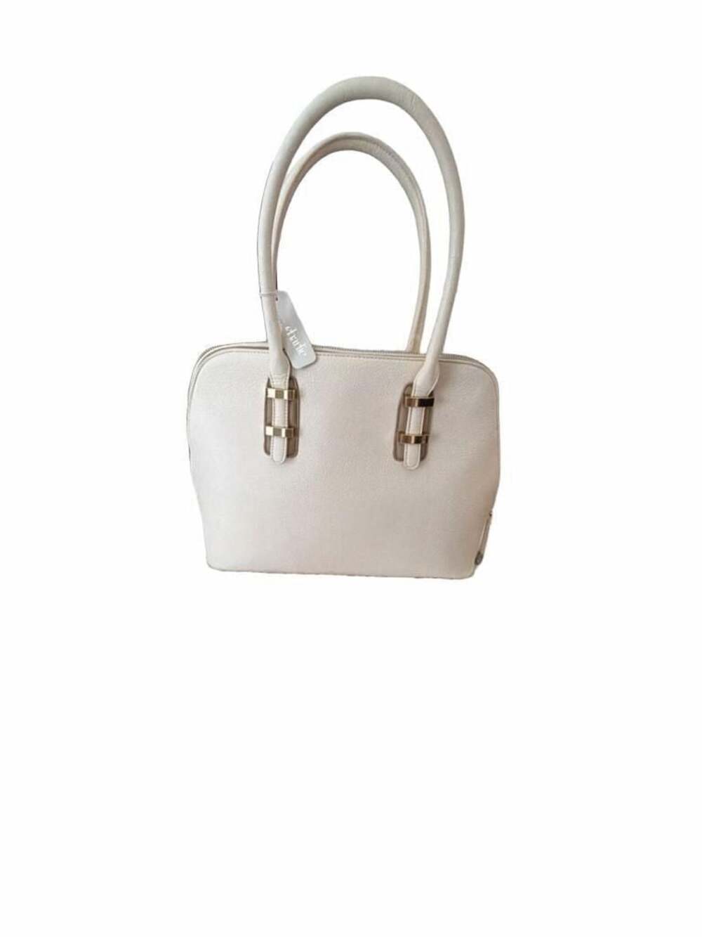 Charming Charlie Cream Faux Leather Satchel Handbag with Gold Hardware